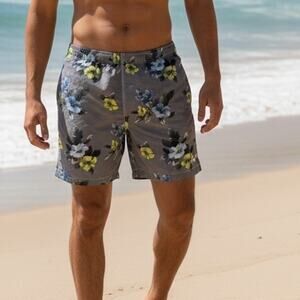 Tommy Bahama Relax Hawaiian Swim Trunks Mens Medium Gray Floral Board Shorts